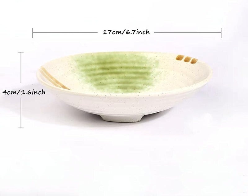 Eggone Japanese Ikebana Vase Kit, Flower Shallow Container Ceramics Ikebana Vase with 1.57inch Flower Frog Floristry Kenzan and Floral Frog Needle Straightening Tool (White and Green Bowl) - Image 2